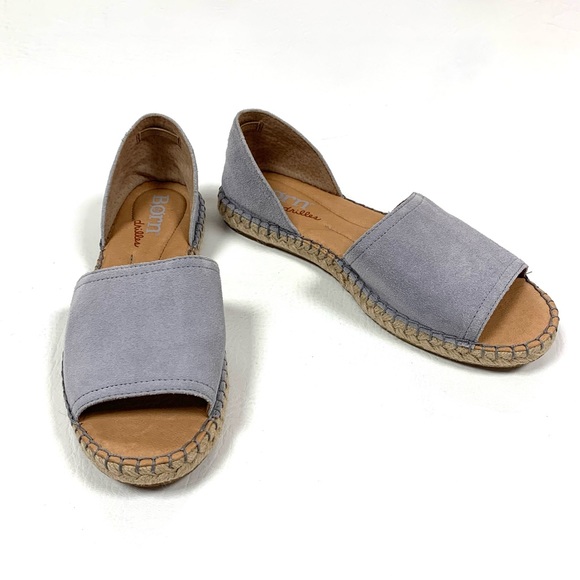 ⭐️SOLD⭐️ Born Seak Peep-Toe D’Orsay Espadrille Shoe Grey Leather Suede Jute - Picture 10 of 15